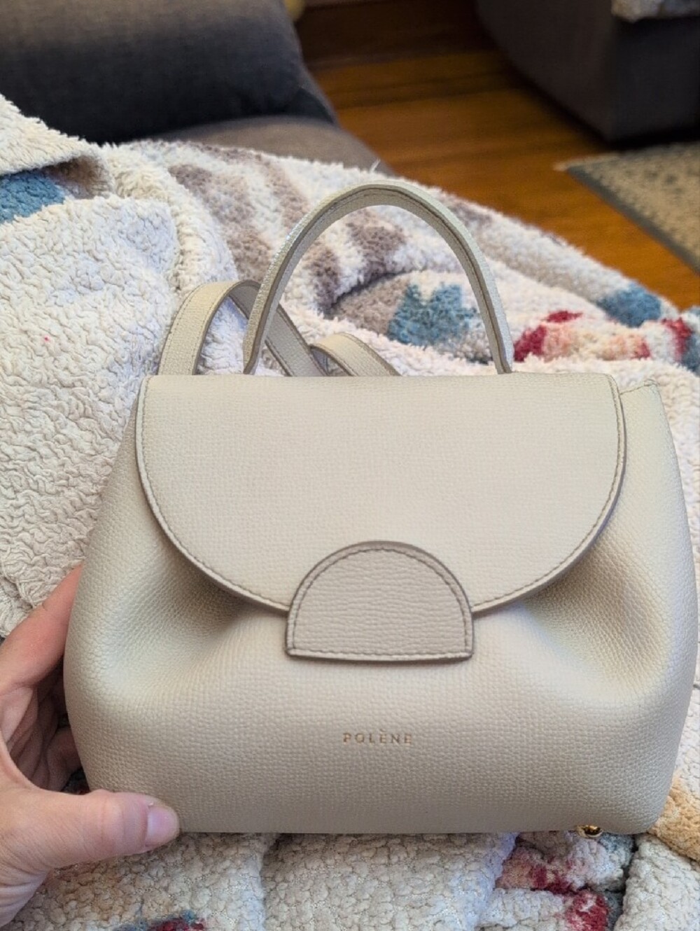 Women's Pebbled Leather Crossbody Bag in Light Taupe